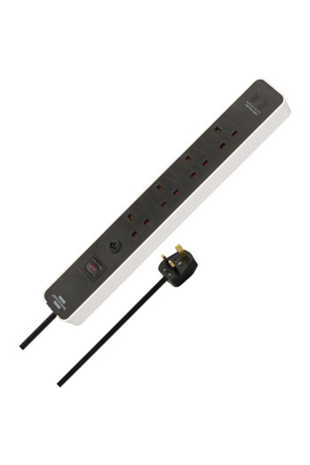 Brennenstuhl شريط طاقة إيكولور رباعي الاتجاهات بمنفذي USB مع زر أمان للصمامات بطول 3 أمتار