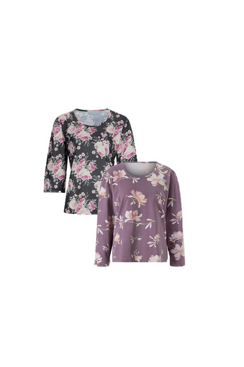 ASN concept Women's Floral Patterned Pajama Top 2 Pack (with Plus Size Option)