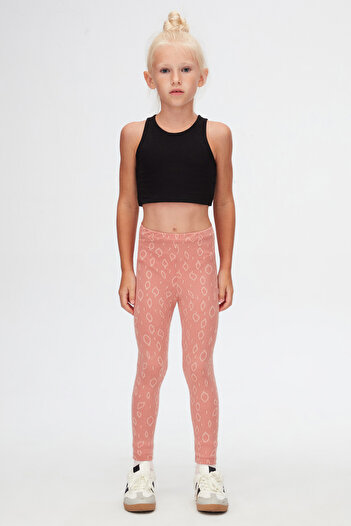 LOVETTI Salmon Drop Pattern Jacquard Girl's Full Length Leggings