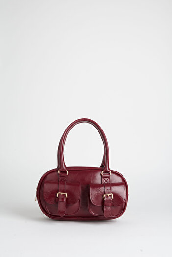 Vivaq Women's Çiğdem Burgundy 3-Pocket Zipper and Snap Closure Adjustable Strap Handbag and Shoulder Bag