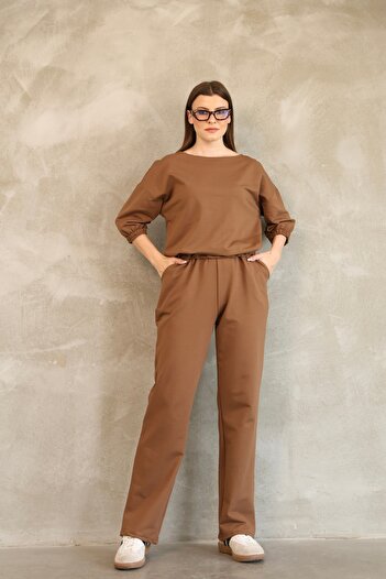 vesantia Women's Brown Cotton Summer Elastic Minimal Suit – Comfortable Fit, Flexible, Stylish and Cooling Fabric