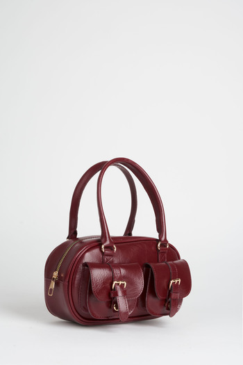 Vivaq Women's Çiğdem Burgundy 3-Pocket Zipper and Snap Closure Adjustable Strap Handbag and Shoulder Bag