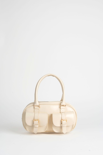 Vivaq Women's Çiğdem Cream 3-Pocket Zipper and Snap Closure Adjustable Strap Handbag and Shoulder Bag