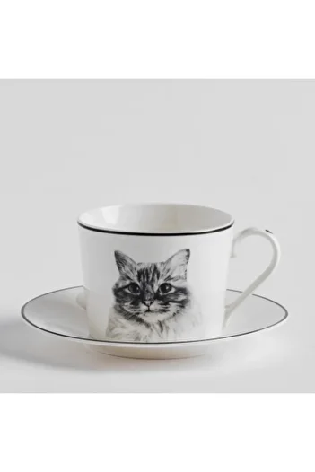 HomeVibes Cup with Saucer Kittie 220 ml