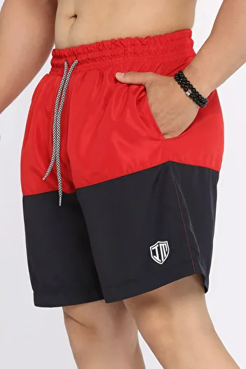 MİSHAR İTALİA Red Color Garnished Men's Swim Shorts