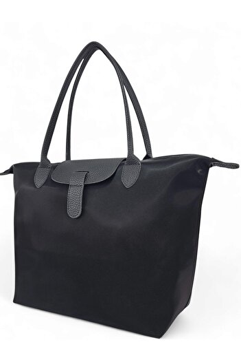 Evident Black Satin Soft Textured Lightweight Tote Women's Shoulder Bag