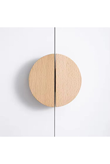 ka tasarım Half Moon Handle Set of 2, Wooden Furniture Handle, Natural Wood Handle, Wooden Drawer Handle