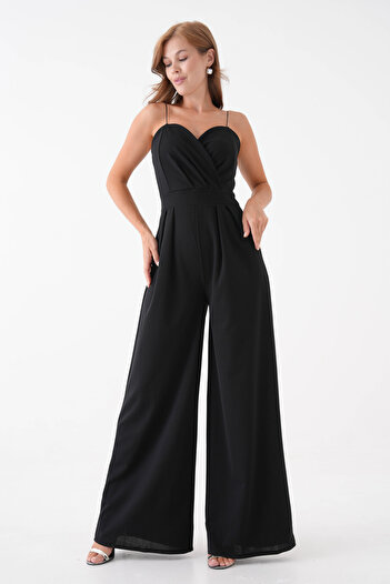 Secret Passion Lingerie New Season Double Breasted Collar Stretchy Crepe Fabric Strap Long Evening Dress Jumpsuit 582101