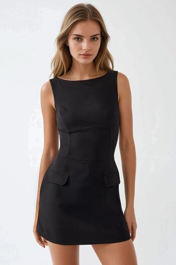 Hiccup Tight Mini Dress with Shorts Inside and Pocket Cover