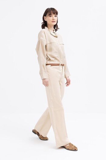 ALLDAY Beige-Wide Leg Lycra Trousers