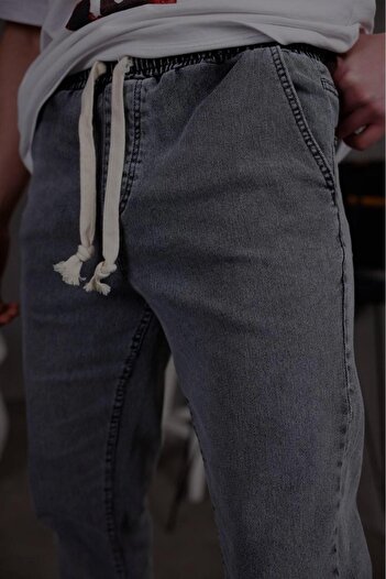 Oksit Παντελόνι Jogger τζιν Lycra Slim Fit με ελαστικό κορδόνι Zessi στο πόδι και στη μέση
