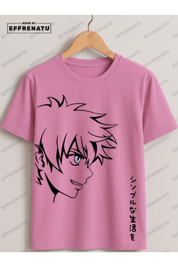 EFFRENATU Anime Printed T-Shirt for Youth Black and White Balloon