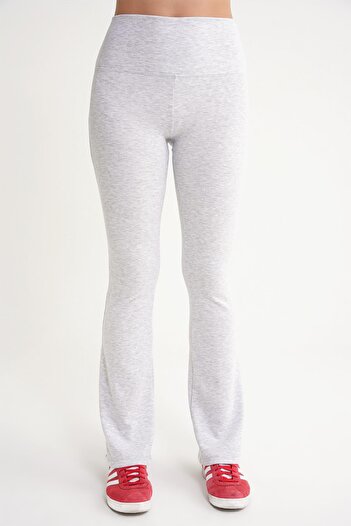 Mixray 2016 Women's High Waist Leggings with Spanish Leg Knitted Leggings Gray