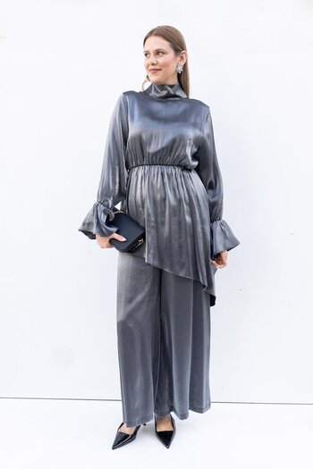 ALLDAY Black-Asymmetrical Detailed Trousers Suit