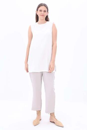 ALLDAY Ecru-Basic Zero Sleeve Undershirt Tunic