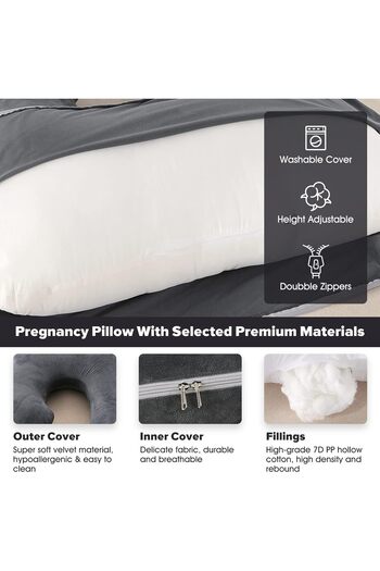 F.A.M.S Pregnancy Pillow G Shape Luxurious Maternity Support Pillow for Comfort and Back Relief - Char Black