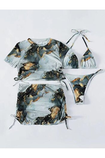 Plaja biz 4-piece women's swimsuit, blouse and skirt included, adjustable Brazilian briefs Bari