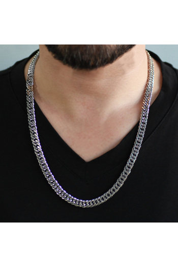 Tesbihane Silver Color Steel Men's Gourmet Chain