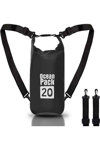 huitich 20L Black Double-Strap Waterproof Outdoor Sport PVC Bag