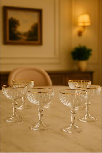 decovien Bohemia Crystal 6-Piece Footed Ice Cream