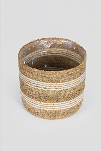 sever ithalat Rustic Natural Wicker Flower Pot with Plastic Liner Coating