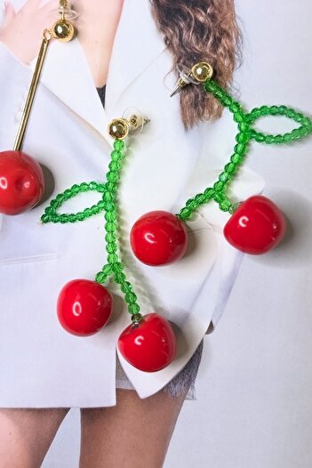 Finery by Nerrs Crystal Bead Leafy Cherry Earrings
