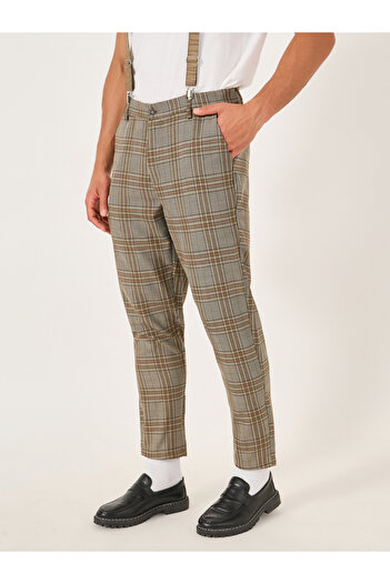 Take Two By Styli Plaid Slant Pocket Relaxed Fit Pants with Suspender