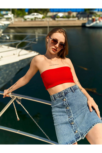 Sachistanbul Red Strapless Bustier