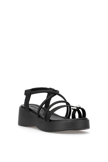 Voyager B121 Women's Genuine Leather Flat Sandals Black