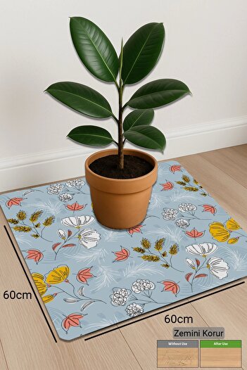 Valerine Life Çiçek Saksı Matı Salon Balkon Bitkileri Zemin Koruyucu Kaymaz Saksı Altlığı 60x60cm 27250622