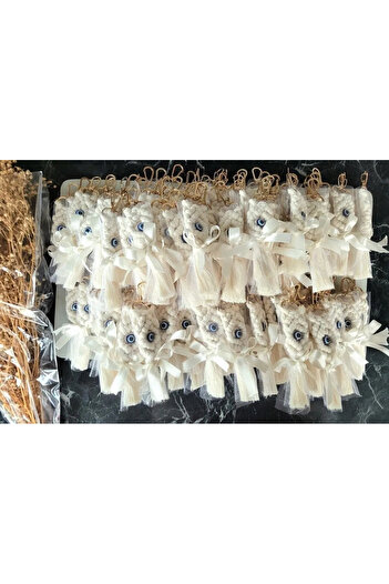 Larmina Decoration 25 Pieces Evil Eye Beaded Macrame Keychain
