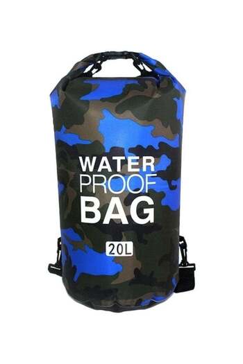 huitich 20L Camouflage Royal Blue Double-Strap Waterproof Outdoor Sport PVC Bag
