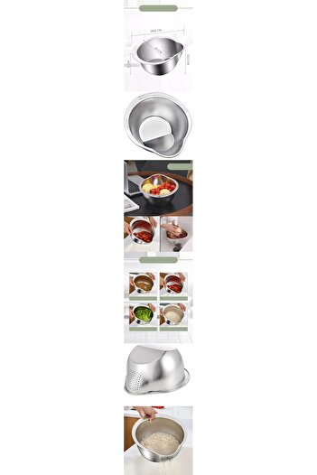 toyigoo Hsnet Stainless Steel Strainer Rice Pasta Salad Colander 304 Stainless Steel 2 Pcs - Tygo3789-5305
