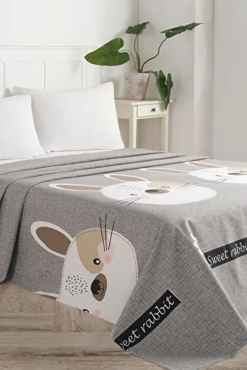 Eponj Home Natural Pique Printed Battal 220X230Cm Bunny A.Brown-Grey-Pink