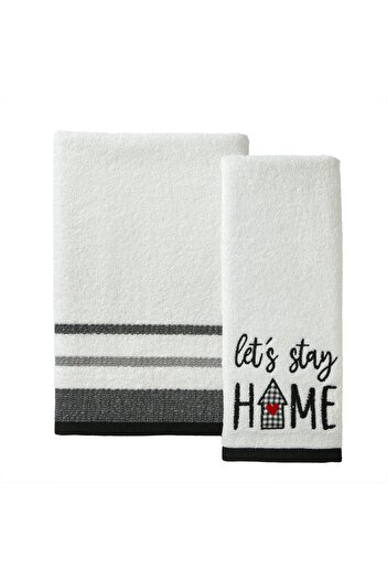 MAİNSTAYS Mainstays 2 Piece Cotton Bath and Hand Towel Set, Buffalo Plaid,