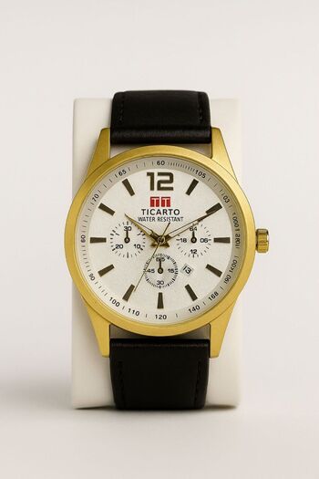 essentialneedsforall Ticarto Water Resistant Genuine Leather Watch