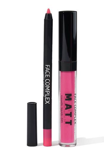 FACE COMPLEX Lip Tint & Waterproof Pencil, Set Ruj Lichid Creion De Buze Rezistent La Apă 24 H Kit 12 - Italia