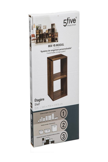 Five Simply Smart 2-Compartment Mix N Modul Wooden Storage Shelf