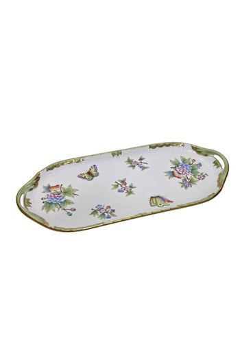 HEREND 436 Queen Victoria Vbo Hand Painting Porcelain Sandwich Tray