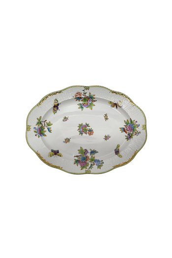 HEREND 101 Queen Victoria Vbo Hand Painting Porcelain Oval Serving Plate