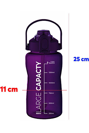 ROYALGROSS Healthy Polycarbonate 1.5 Liter Large Capacity Water Bottle with Straw Water Bottle Purple