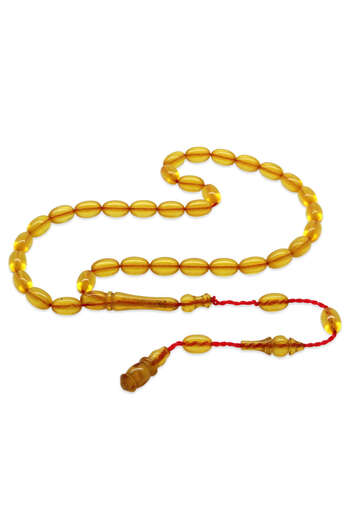 Tesbihane Systemed Barley Cut Ankle Length Linden Yellow Fire Amber Prayer Beads
