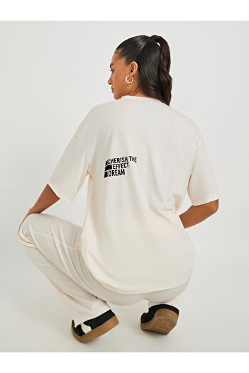 Take Two By Styli Text Print Short Sleeve T-Shirt and Wide Leg Joggers Co-Ords
