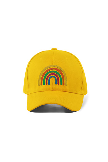 QUATEX Rainbow Embroidered Hat – Yellow 100% Cotton Gabardine Unisex Model
