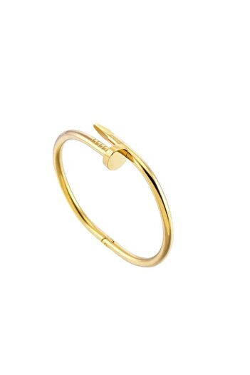 Tessero Women's fixed bangle bracelet, nail design, stainless steel plated with 18K gold, universal size, go