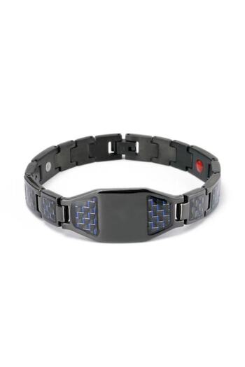 Tessero Magnetic and Therapeutic Bracelet, Stainless Steel, Blue, Clip Closure, Tessero, Black
