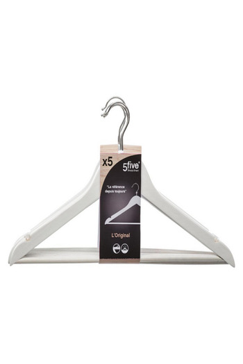 Five Simply Smart 5-Piece Durable High Quality Wooden Cloth Hanger Set