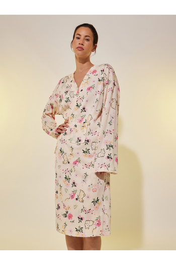 Styli All-Over Print Long Sleeve Robe