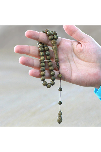 Tesbihane Systematic Globe Cut Light Brown Rosewood Prayer Beads