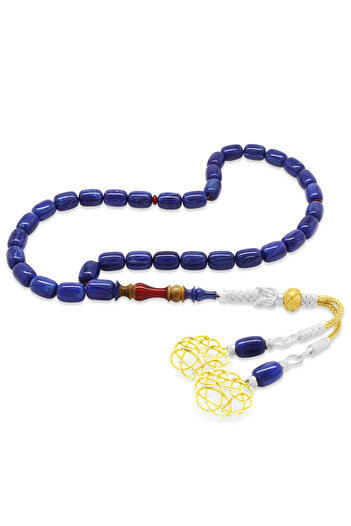 Tesbihane 1000 Sterling Silver Kazaz Tassel Each Imame Hitame Kuka Blue Red Catalin Prayer Beads with Master Craftsmanship